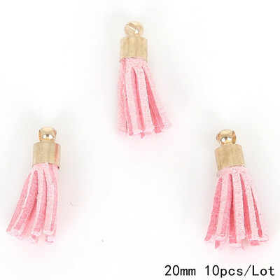 10 ks mini semišových strapcov a zlatých čiapočiek 20 mm prívesky, kožené strapce, prívesok na kľúče/náušnice/mobil/remeslá