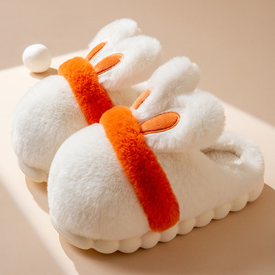 Papuci toamna-iarna cu element 3D si captuseala calda pentru fete