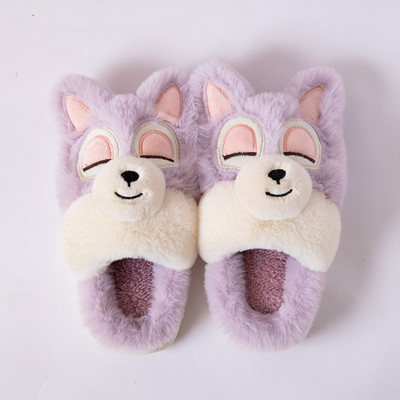 Papuci toamna-iarna cu element 3D si captuseala calda pentru fete