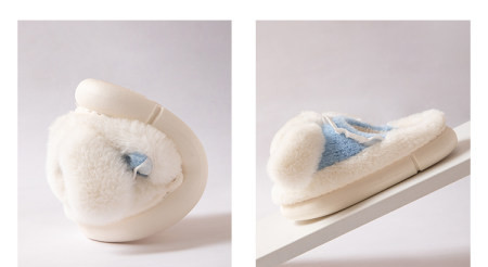 Papuci toamna-iarna cu element 3D si captuseala calda pentru fete