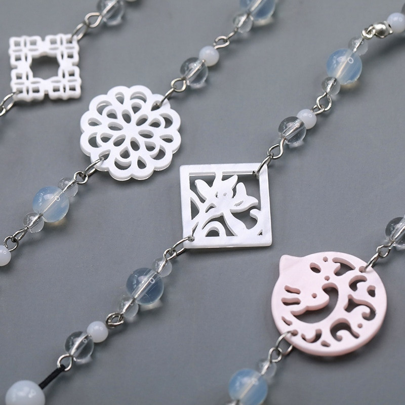 37 cm valge nefriit lootose lilletutid, ühevärvilised narmad amuletid ripats DIY võtmekoti ventilaatori kardina rõivatarvikule