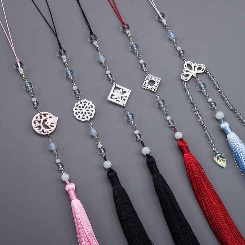 37 cm valge nefriit lootose lilletutid, ühevärvilised narmad amuletid ripats DIY võtmekoti ventilaatori kardina rõivatarvikule