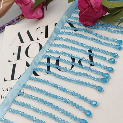 9,5 cm lățime de sticlă cristal pandantiv cu mărgele dantelă ciucuri franjuri DIY îmbrăcăminte perdea guler rochie accesorii umăr