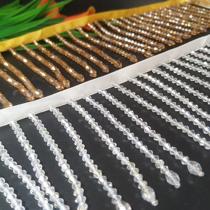 9,5 cm lățime de sticlă cristal pandantiv cu mărgele dantelă ciucuri franjuri DIY îmbrăcăminte perdea guler rochie accesorii umăr