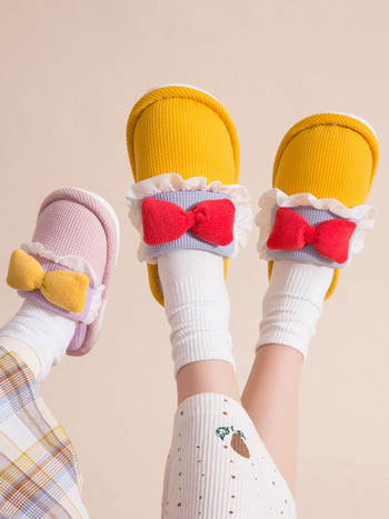 Нов модел домашни чехли за момичета с панделка