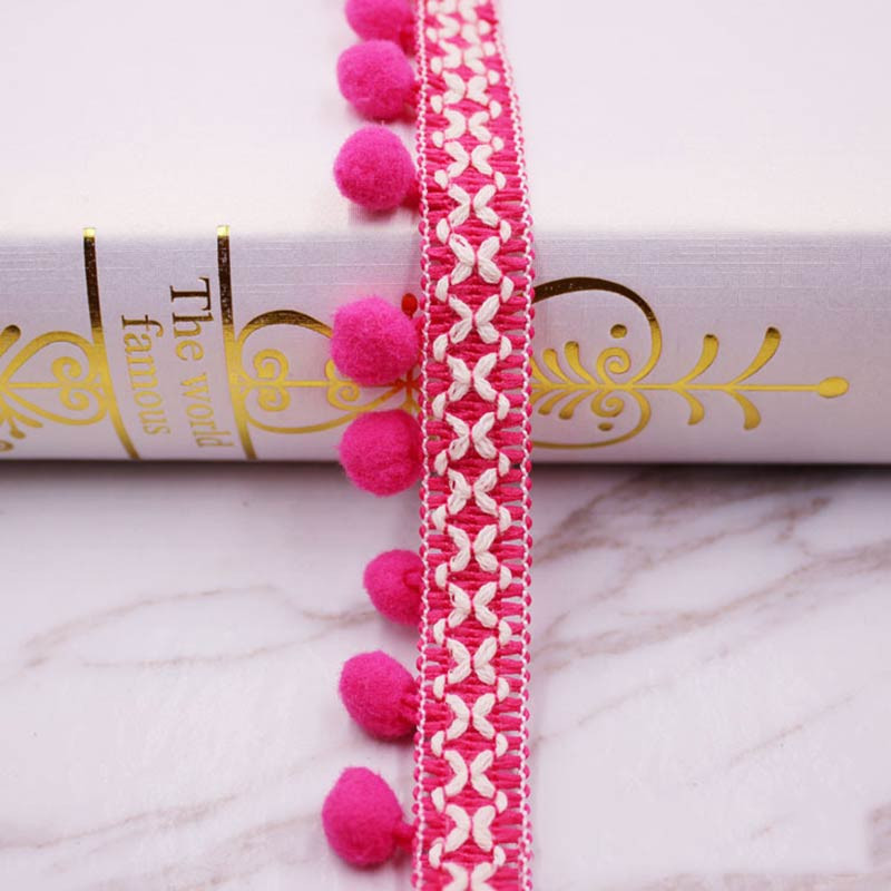 1jard/partii Pompom Fringe kangast tutid Narmastega pitskaunistused pomponiga kardinate kaunistamiseks DIY õmblustarvikud