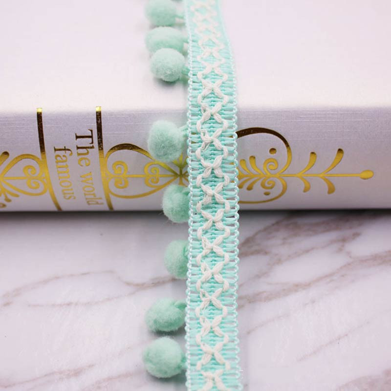 1jard/partii Pompom Fringe kangast tutid Narmastega pitskaunistused pomponiga kardinate kaunistamiseks DIY õmblustarvikud