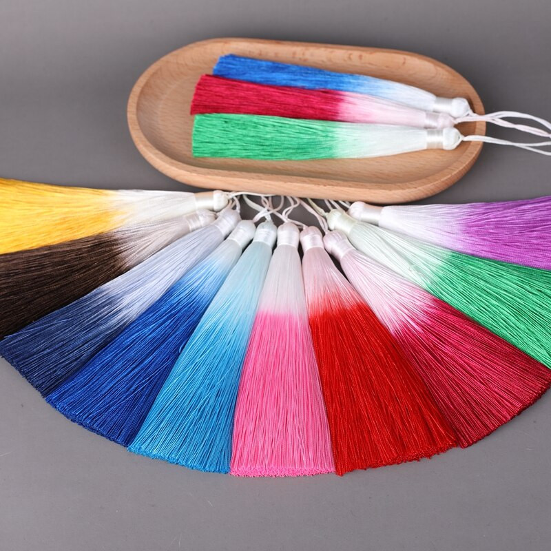 3 tk 13 cm rippuv köis siid meisterdamiseks võtmehoidja kõrvarõnga konksud ripatsid ehete valmistamise tarvikud aksessuaarid gradient tuti narmad