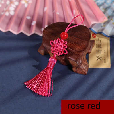 2/5 tk Hiina sõlme tutt punaste helmestega rippuv köis siidist narmad Käsitsi kudumine käsitöö DIY rõivad kodu pulmakaunistused Dekoor