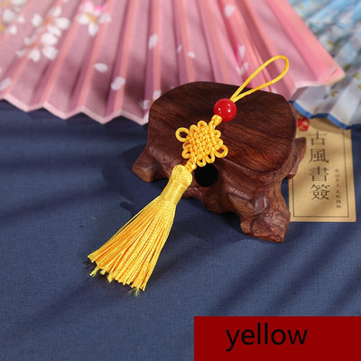 2/5 tk Hiina sõlme tutt punaste helmestega rippuv köis siidist narmad Käsitsi kudumine käsitöö DIY rõivad kodu pulmakaunistused Dekoor