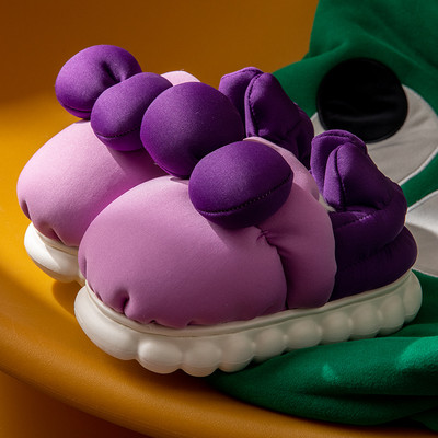 Zimné domáce papuče pre dievčatá s aplikáciou a hrubou podrážkou