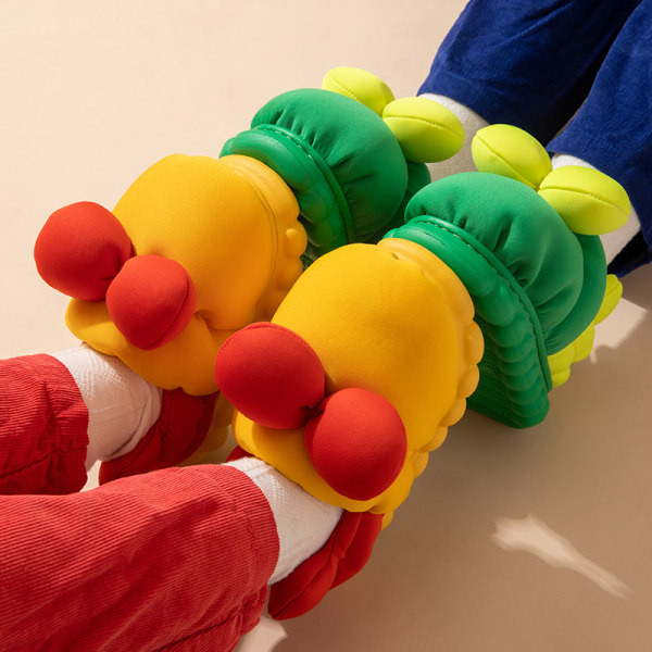 Zimné domáce papuče pre dievčatá s aplikáciou a hrubou podrážkou