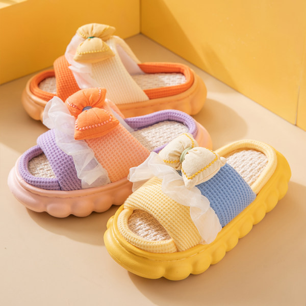 Zimné papuče pre dievčatá so stuhou