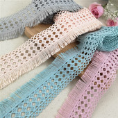 3M 6 cm široka ružičasto plavo siva vez čipkana tkanina obrubljena vrpca DIY šivanje s apliciranim ovratnikom s resicama Dekoracija haljine od gipura