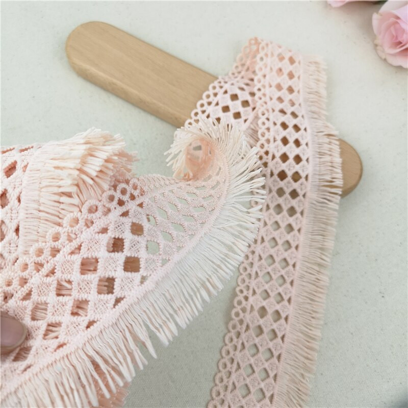 3M 6 cm široka ružičasto plavo siva vez čipkana tkanina obrubljena vrpca DIY šivanje s apliciranim ovratnikom s resicama Dekoracija haljine od gipura