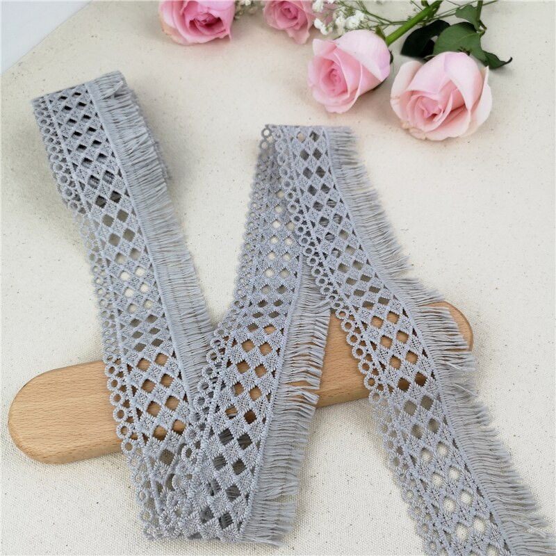 3M 6 cm široka ružičasto plavo siva vez čipkana tkanina obrubljena vrpca DIY šivanje s apliciranim ovratnikom s resicama Dekoracija haljine od gipura