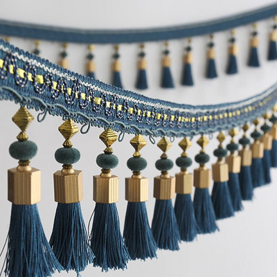 3M Tassel Beaded Fringe Edging Curtain Accessories Trim Lace Boho Upholstery DIY Party Hanging Ring Cords Crafts Sewing Decor