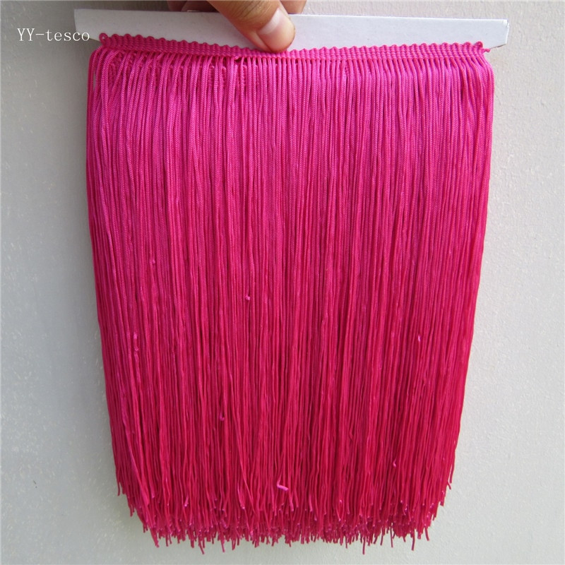 1 Yard/Lot 25CM Hosszú poliészter csipke bojt rojt bézs sárga csipke szegélyszalag varrni latin ruha ruha függöny barkács kiegészítők