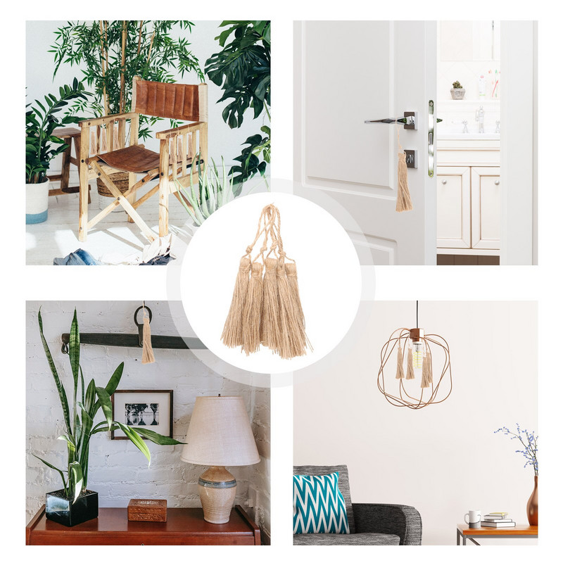 Φούντες Φούντα από γιούτα Σχοινί λινάτσα Γούρια Μίνι στολίδι Κινέζικα δώρα γενεθλίων Ετικέτες δώρο αυτοκινήτου Φυσικές χάντρες Diy Bead Διακοσμητικά