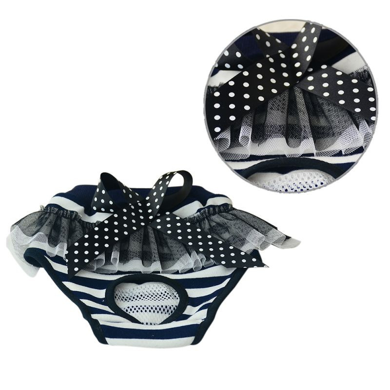 Plienkové nohavičky pre psov, šteniatka s pruhovanou mašľou, hygienické nohavičky pre psov, spodná bielizeň pre domáce zvieratá s mašľou, krátke nohavičky, spodná bielizeň pre plienky, potreby pre domáce zvieratá