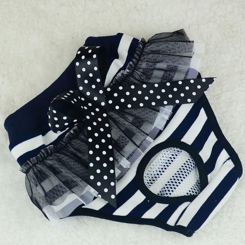 Plienkové nohavičky pre psov, šteniatka s pruhovanou mašľou, hygienické nohavičky pre psov, spodná bielizeň pre domáce zvieratá s mašľou, krátke nohavičky, spodná bielizeň pre plienky, potreby pre domáce zvieratá