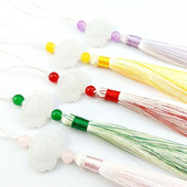 2 бр. Декор от бял нефрит Пискюли Висулка с ресни Направи си сам Бижута Облекла Занаяти Аксесоари Ключове Чанта за кола Висящ пръстен Копринени пискюли Подстригване