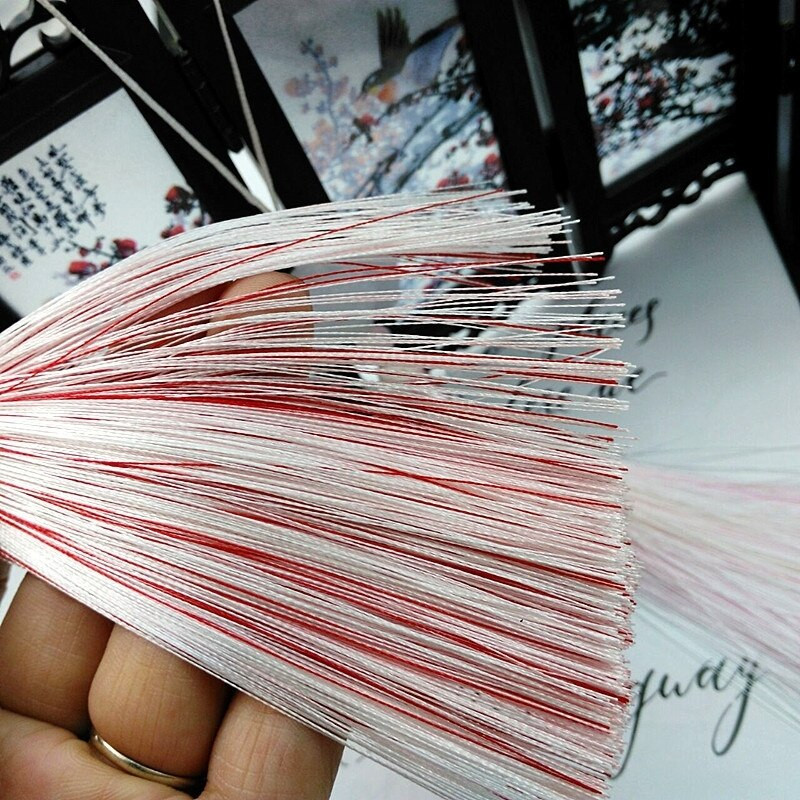 2 бр. Декор от бял нефрит Пискюли Висулка с ресни Направи си сам Бижута Облекла Занаяти Аксесоари Ключове Чанта за кола Висящ пръстен Копринени пискюли Подстригване