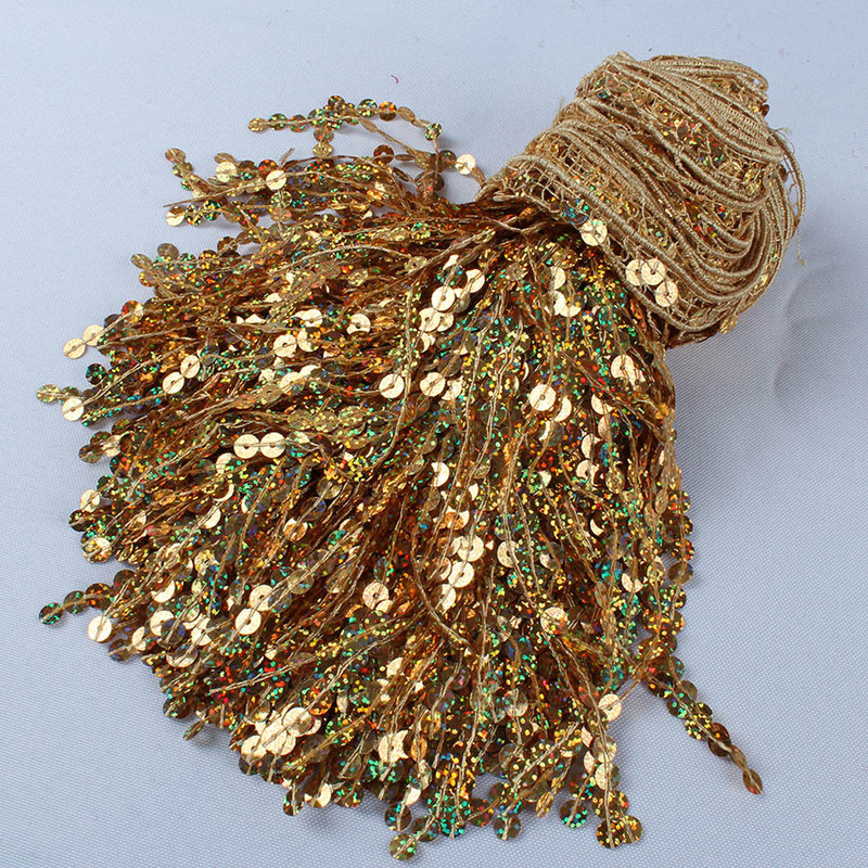 6 metrov/sada zlatých holografických flitrov, strapcov, ozdobných záclon, čipkovaných lemov, stužiek, DIY odevných doplnkov, patchworku