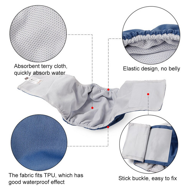 Domáce zvieratá Starostlivosť o prateľné plienky pre psov, hygienické fyziologické nohavičky, brušný pás, zavinovacia fólia, nepremokavé plienky pre domáce zvieratá, spodná bielizeň XS-XXL