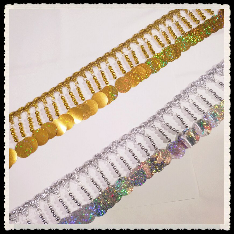 2Yard/Lot Paiete Auriu Argintiu DIY Dantela Trim Ciciuc Fringe Panglică Îmbrăcăminte Perdele Nunta Dans Latin Accesorii pentru costume de scenă