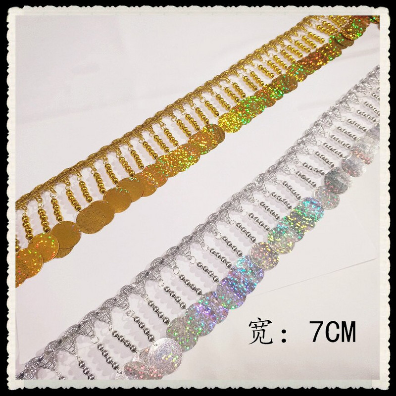 2Yard/Lot Paiete Auriu Argintiu DIY Dantela Trim Ciciuc Fringe Panglică Îmbrăcăminte Perdele Nunta Dans Latin Accesorii pentru costume de scenă