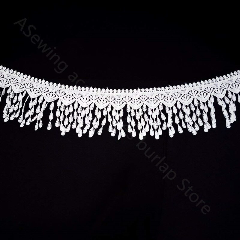 Aukštos kokybės 3 jardų 8 cm pločio nėriniai Trim nėrinių audinys su kutu juodu, baltu pasidaryk pats siuvimo aplikacija Craft 5BB5463