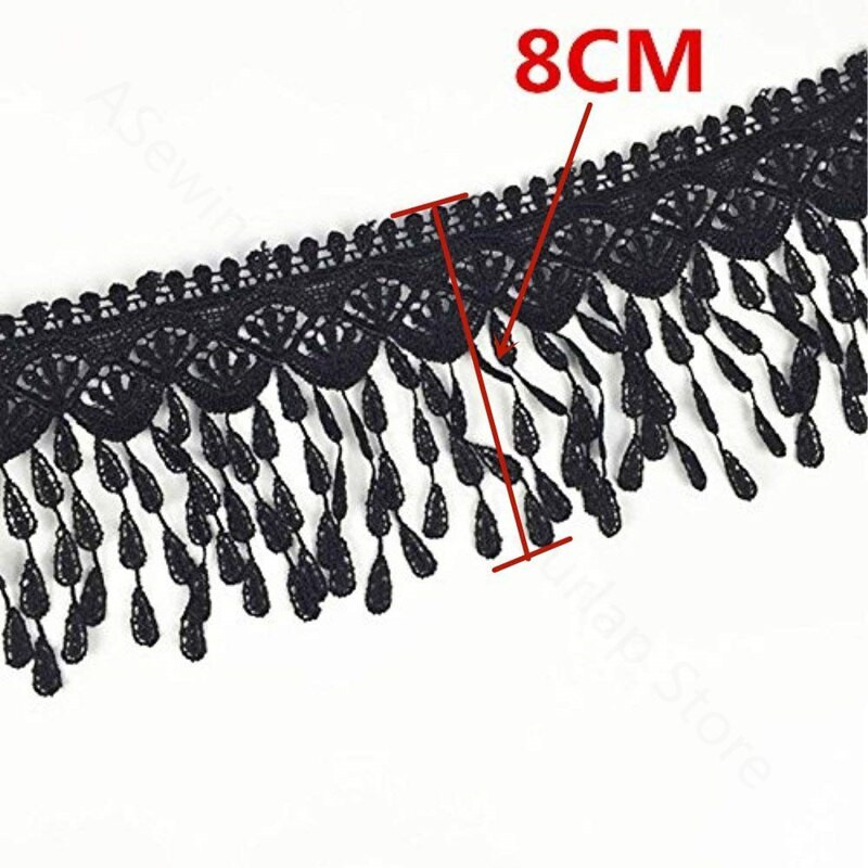 Aukštos kokybės 3 jardų 8 cm pločio nėriniai Trim nėrinių audinys su kutu juodu, baltu pasidaryk pats siuvimo aplikacija Craft 5BB5463