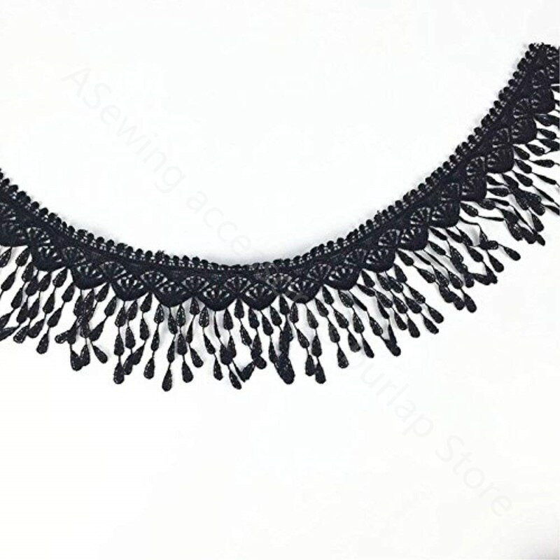 Aukštos kokybės 3 jardų 8 cm pločio nėriniai Trim nėrinių audinys su kutu juodu, baltu pasidaryk pats siuvimo aplikacija Craft 5BB5463