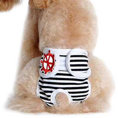 Scutece lavabile pentru câini, cu dungi, bumbac respirabil, pentru cățeluș, pisici, benzi pentru burtă, reglabile cu cârlig, lenjerie de corp, chiloți sanitari XS-XXL