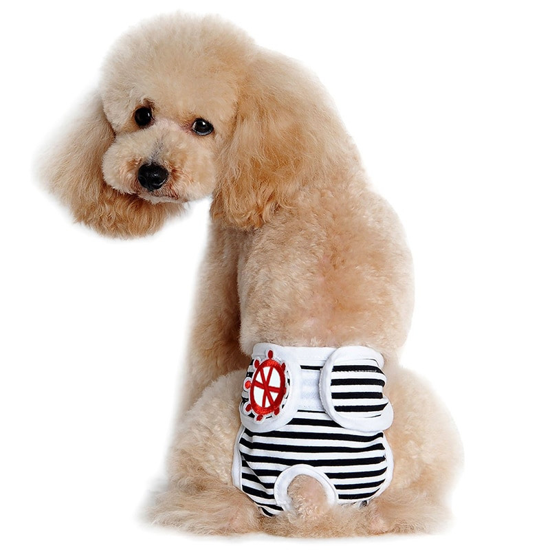 Scutece lavabile pentru câini, cu dungi, bumbac respirabil, pentru cățeluș, pisici, benzi pentru burtă, reglabile cu cârlig, lenjerie de corp, chiloți sanitari XS-XXL