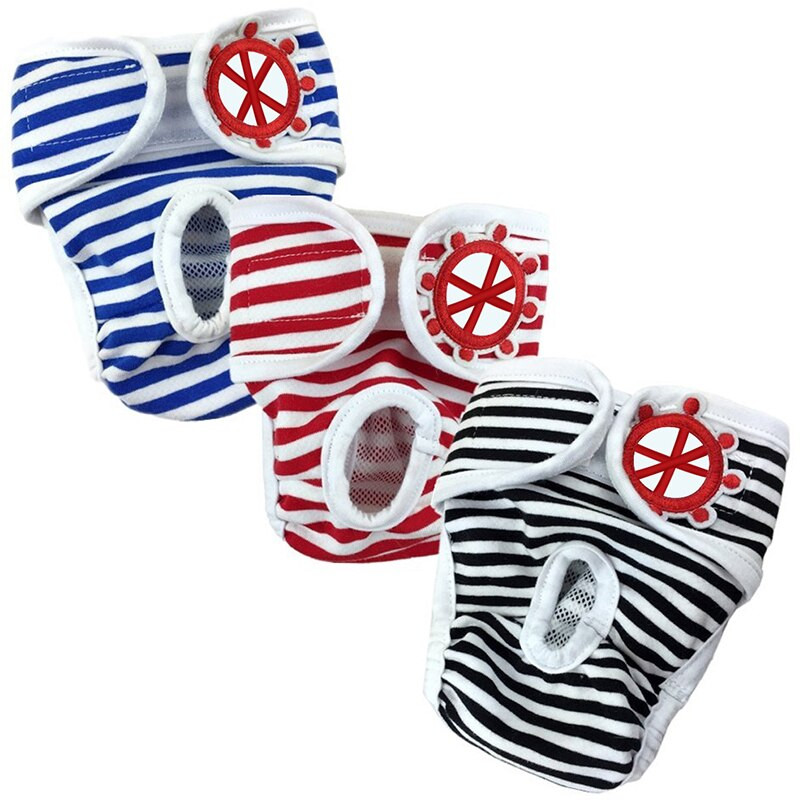 Scutece lavabile pentru câini, cu dungi, bumbac respirabil, pentru cățeluș, pisici, benzi pentru burtă, reglabile cu cârlig, lenjerie de corp, chiloți sanitari XS-XXL