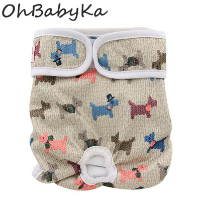Ohbabyka mazgājami sieviešu suņu autiņi ar āķi un cilpu regulējami dzīvnieku apdrukas menstruāciju apakšveļa mājdzīvnieku autiņi Sanitārie šorti SML