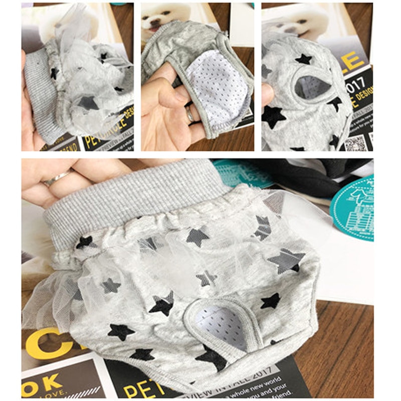 Nohavičky pre psov a psy, spodná bielizeň, bavlnené šortky, hygienické plienky s čipkovaným okrajom, nohavičky pre šteňatá