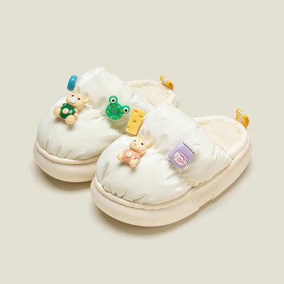 Papuci copii textile pentru fete cu elemente