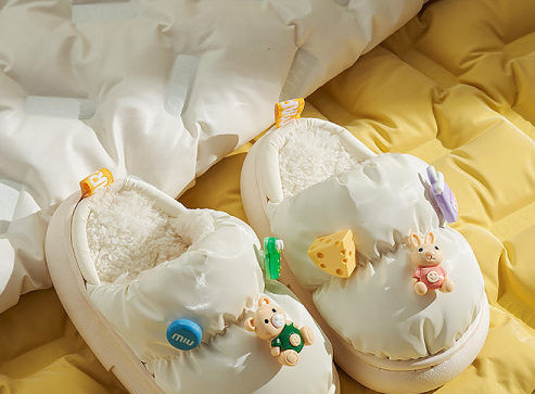 Papuci copii textile pentru fete cu elemente