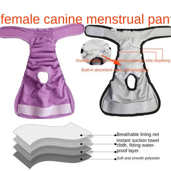Pet Big Dog Physiological Pants Пелена Санитарни водоустойчиви менструални панталони Велкро Перящи се женски гащички за кучета Къси бельо