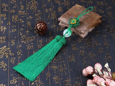 Prívesok do auta s dvojitým strapcom, šperky, doplnky, závesný strapec, ľadový hodváb, závesný nefritový strapec, dekorácia miestnosti, závesný hrot.