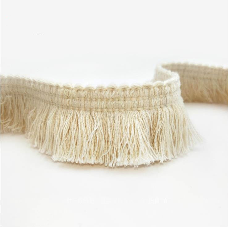 10 yardov/sada 4 cm bavlnené šifrovacie strapce ručne vyrobené DIY oblečenie dekoratívna stuha béžová čipka lemovanie záclony doplnky