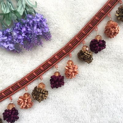 1/2μέτρα 6 εκ. Έγχρωμη φούντα Διακοσμητικό κρόσσι Πομπον Μπάλα με χάντρες Δαντέλα Κορδέλα Κουρτίνα Hometextile Ρούχα Διακόσμηση Αξεσουάρ ραπτικής