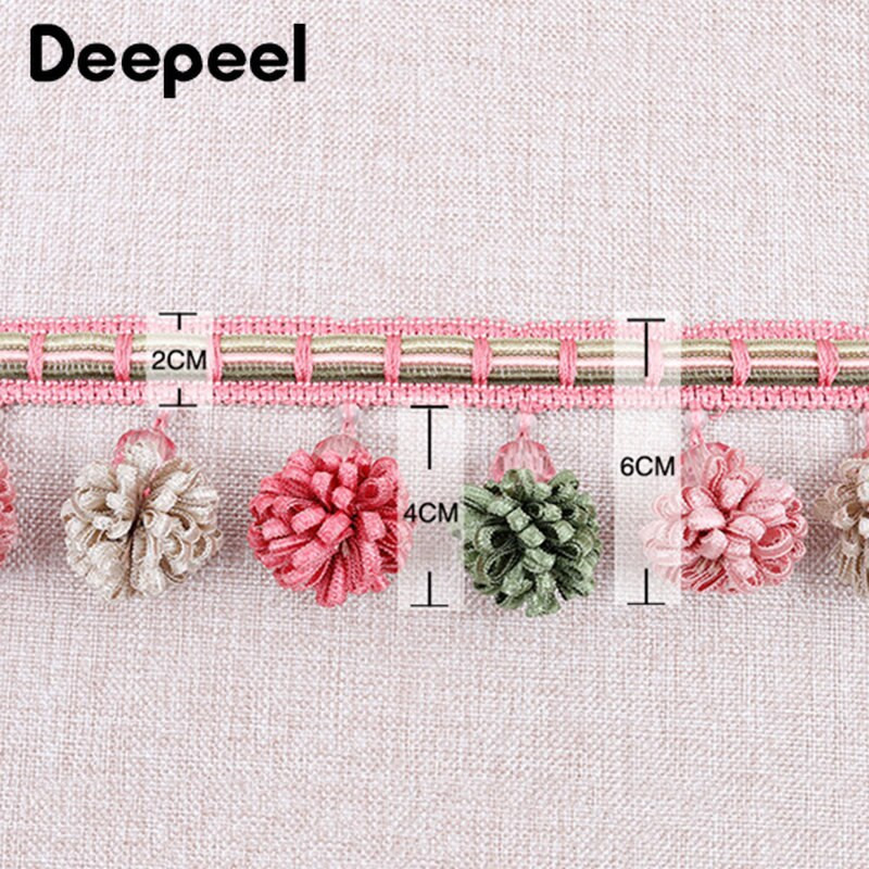 1/2μέτρα 6 εκ. Έγχρωμη φούντα Διακοσμητικό κρόσσι Πομπον Μπάλα με χάντρες Δαντέλα Κορδέλα Κουρτίνα Hometextile Ρούχα Διακόσμηση Αξεσουάρ ραπτικής