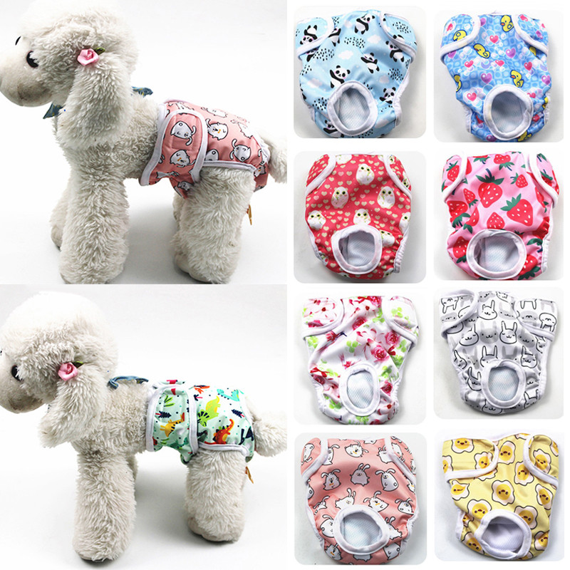 Nastaviteľné šortky pre psov s kreslenými motívmi, spodná bielizeň pre samice psov, fyziologické nohavičky, umývateľné plienky pre psov, hygienické nohavičky pre domáce zvieratá