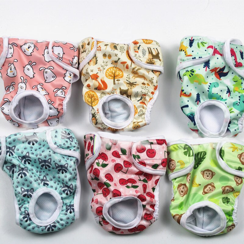 Nastaviteľné šortky pre psov s kreslenými motívmi, spodná bielizeň pre samice psov, fyziologické nohavičky, umývateľné plienky pre psov, hygienické nohavičky pre domáce zvieratá