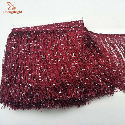 CHENGBRIGHT 1Υάρδα 20 εκ. Παγιέτες Φαρδιά Δαντέλα Κούρεμα με κρόσια Φούντα Κούρεμα για Λατινικό Φόρεμα Σκηνικά Ρούχα Αξεσουάρ Φούντα Diy