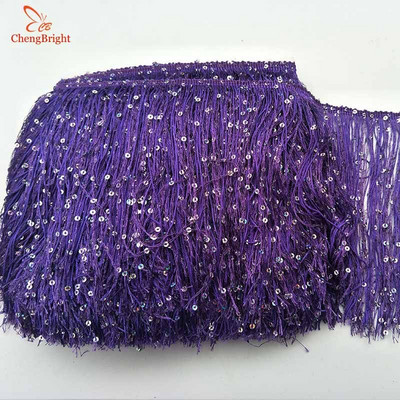 CHENGBRIGHT 1Υάρδα 20 εκ. Παγιέτες Φαρδιά Δαντέλα Κούρεμα με κρόσια Φούντα Κούρεμα για Λατινικό Φόρεμα Σκηνικά Ρούχα Αξεσουάρ Φούντα Diy